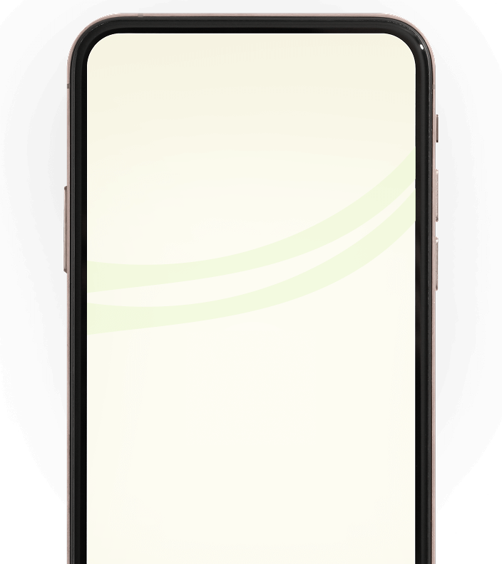 Smartphone display showing a light-colored screen with two curved green lines. The phone has a thin black bezel.